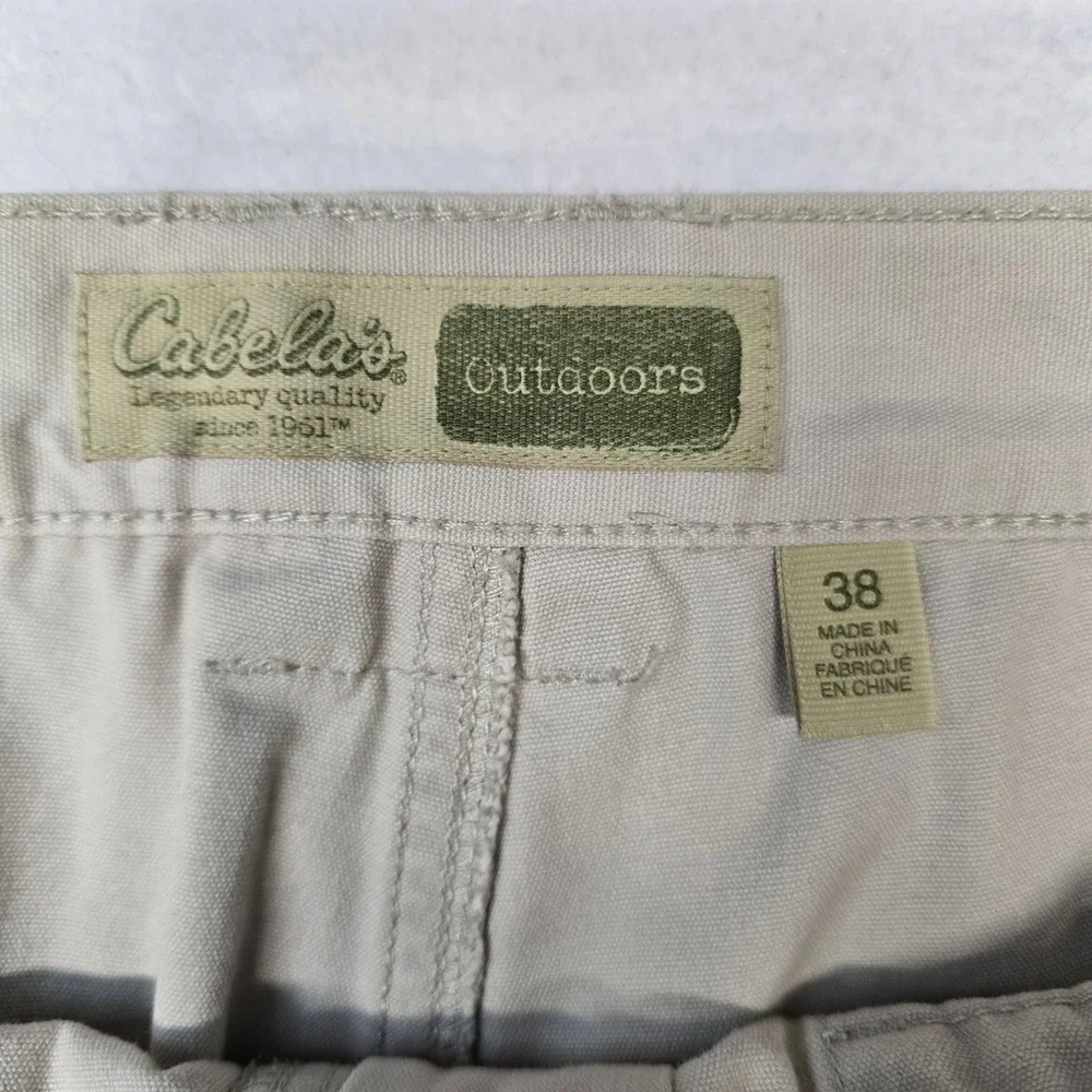 Cabelas Outdoors Mens 38 Cargo Shorts Tan Khaki Elastic Waist Utility Hiking